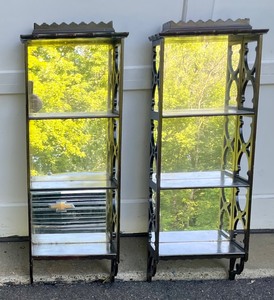 lot 125 image: Two Vintage Four Shelf Mirrored Wall Units