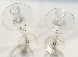 lot 56 image: 2-piece Clear Blown Glass Candle Holder