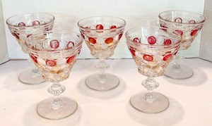 lot 64 image: Vintage Westmoreland Thousand Eye Water Goblets Set of 8
