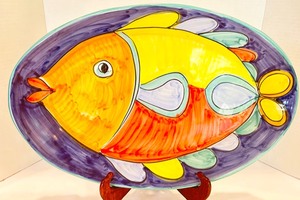 lot 55 image: Colorful Ceramic Fish Platter - Made in Italy