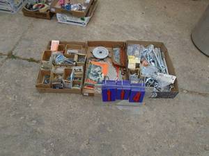 3 flats of bolts, screws, dadoe blade & misc. As shown.