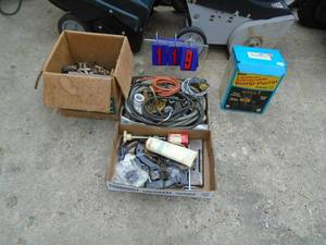 4 boxes of electrical, sump pump & assorted hardware.