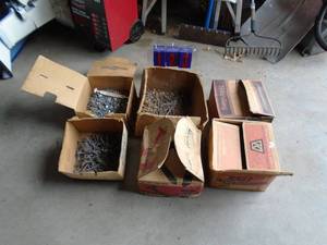 6 boxes of assorted nails including 8 spikes. As shown.