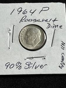 1964-P Roosevelt Dim (90% Silver), Very Good Condition