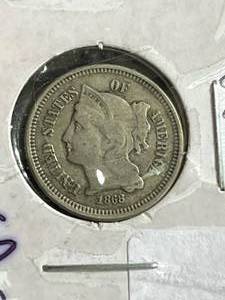 1868 Nickel 3-Cent Coin