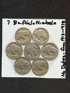 Lot of 7 Buffalo Nickels (Range 1913-1938)
