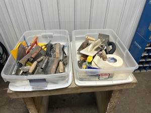 lot 71 image: 2 Bins Full of Trowels and Related Tools