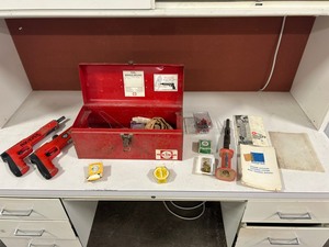 lot 93 image: Toolbox w Powder Actuated Fastening Tools & Parts