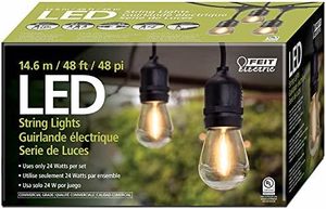 lot 16 image: Feit 48 LED 24W Filament String Light Set IndoorOutdoor Patio Deck Backyard Party Home Decor