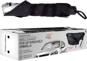 lot 38 image: Pack of 2 Sharper Image- BrellaShade Pop-Up Windshield Umbrella Sunshade Screens
