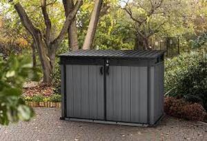 lot 36 image: Keter Cortina Mega Premium Modern Horizontal Outdoor Storage Shed