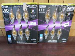 lot 10 image: (Set of2) Feit Electric Led Chandelier Bulbs 40W 6 Pack Soft White, 6Count (Set of 2)