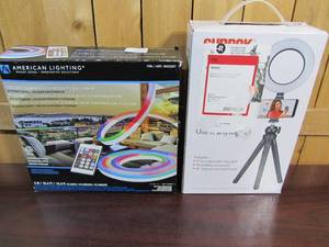 lot 26 image: (BUNDLE) American Lighting Color Changing Neon Flex Light & Sunpak - Portable Vlogging Kit for Smartphones(Black) (BUNDLE)