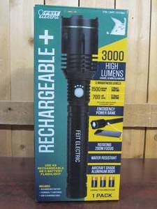 lot 31 image: Feit Rechargeable 3000 Lumen Adjustable Flashlight Power Bank Includes USB-C