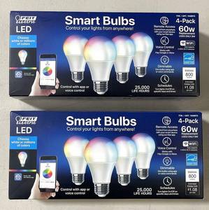 lot 4 image: 2 Boxes Of Feit Electric Smart Bulbs 9W LED Replaces 60W 800 Lumen Wi-Fi 4 PACK