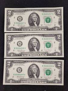 (3) Sequential 2017 Series $2 US Notes