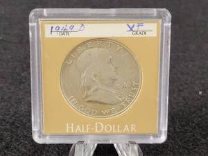 1949-D Franklin Half Dollar - Extra Fine - 90% Silver