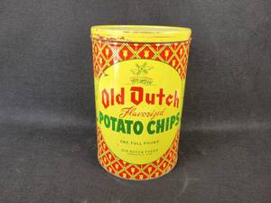 lot 1054 image: Vintage Old Dutch 1# Potato Chip Tin Can - Old Dutch Foods Minneapolis, MN
