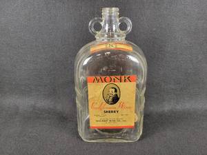 lot 1090 image: ca. 1940s MONK - California wine Mid-West Wine Co. One Gallon Wine Bottle - St. Paul, MN