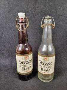 lot 1088 image: (2) Antique Glass Beer Bottle - Kato White Label Beer - Mankato Brewing Company