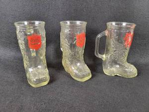 lot 1091 image: (3) Vintage Lone Star Beer Glass Boot Glasses