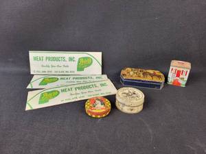 lot 1010 image: Vintage Saddle Soap Tin, Pressing Oil, Peters Meat Products Paper Hats and More