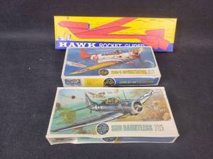 lot 1035 image: (2) Vintage AIRFIX Airplane Models and HAWK Rocket Glider - Douglas TBD-1 Devastator and Douglas SBD Dauntless