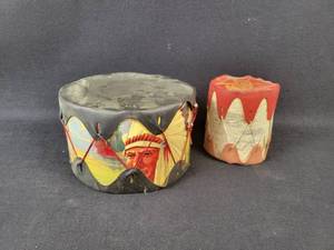 lot 1036 image: (2) Vintage Souvenir Drums