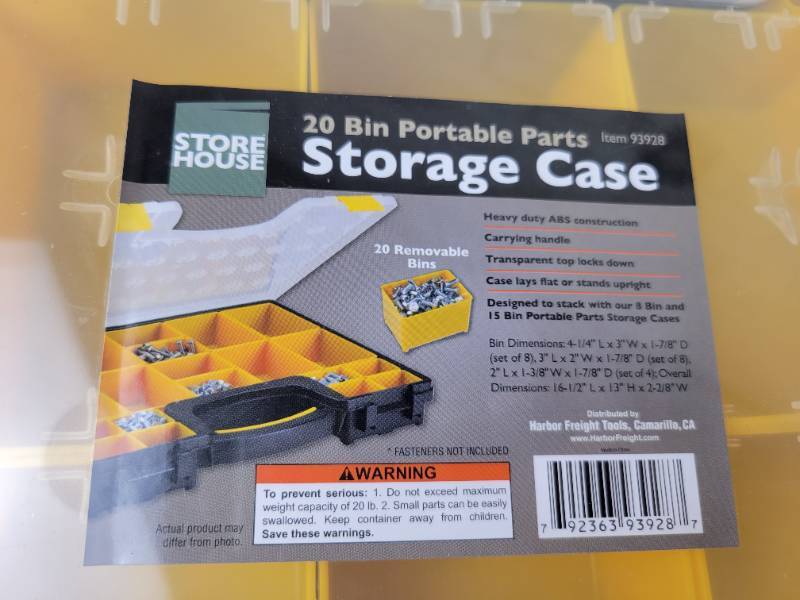 20-Bin Medium Portable Parts Storage Case