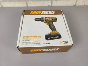 lot 544 image: New Shop Series Cordless 38 Drill Driver with Battery and Charger - Sealed Box