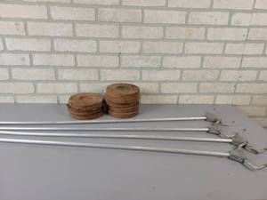 lot 573 image: Sportcraft Shuffleboard Set with (4) Poles and (8) Discs - NO SHIPPING