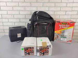 lot 587 image: HUSKY Backpack (Has Tear), Burton portable Stove, AT&T Phones and Homax Texture Gun - NO SHIPPING
