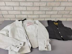 lot 606 image: Medium Womens Dale Earnhardt Leather Jacket and Medium Womens Leather Vest