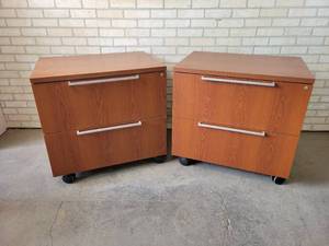 lot 642 image: (2) Wood Lateral Rolling File Cabinets with Soft Close Drawers - Approx. 30 x 22 x 29 Tall Each - NO SHIPPING