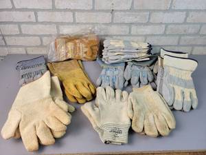 lot 655 image: (17) Pair of Work gloves - Most seem to be Size Large
