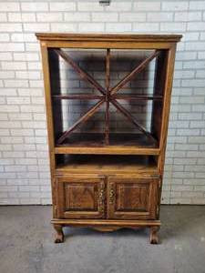 lot 659 image: Beautiful Wood Wine Cabinet with Carved Claw Feet - Approx. 32 x 17 x 56 Tall - NO SHIPPING