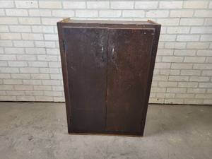 lot 679 image: Wood Garage Storage Cabinet - NO SHIPPING