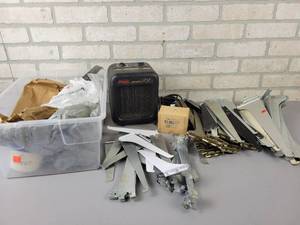 lot 716 image: Large Lot of Shelf Brackets and 1500W Ceramic Heater (Works) - NO SHIPPING