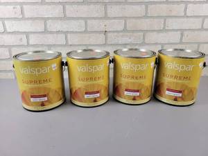 lot 734 image: (4) New Gallons VALSPAR Supreme Interior Semi-Gloss Tint Base - NO SHIPPING