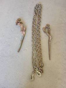 lot 738 image: 38 x 15 Log Chain with Hooks and (2) Binders - NO SHIPPING