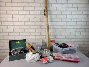 lot 741 image: Pick Axe, Organizers with hardware, sander and More - NO SHIPPING