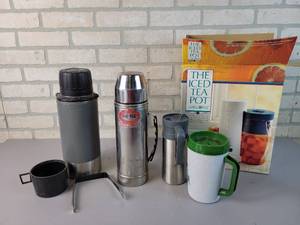 lot 748 image: Assorted Coffee Thermoses, Mr. Coffee Iced Tea Machine and More