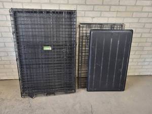 lot 835 image: (2) Large Folding Pet Kennels - 42 x 28 x 28 and 36 x 22 x 22 - NO SHIPPING