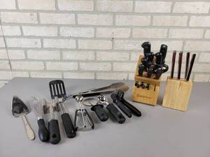lot 867 image: WUSTOF Knife Sets and Assorted Kitchen Utensils