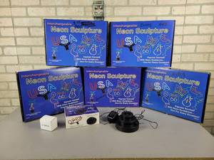 lot 905 image: (5) Assorted NEON Lights with Interchangeable Base - All Tested and Work - NO SHIPPING