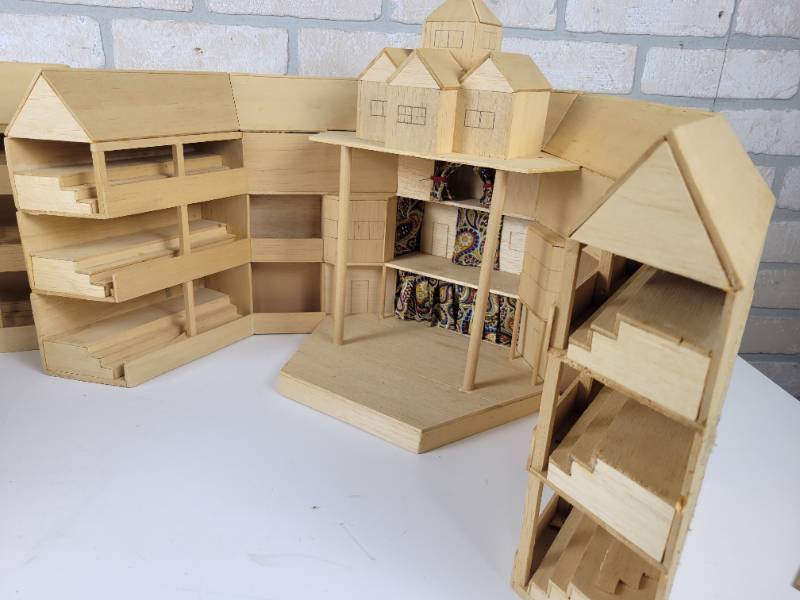 lot 294 image: Hand Crafted Balsa Wood Theater Miniature Model - NO SHIPPING