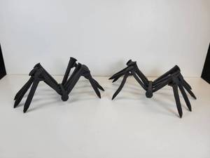 lot 53 image: Halloween Dcor - Pair of Railroad Spike Spiders - NO SHIPPING