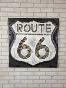 lot 59 image: Route 66 Stretched Canvas Textured Print - NO SHIPPING
