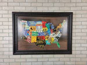 lot 61 image: Map of the United States License Plate Print - NO SHIPPING