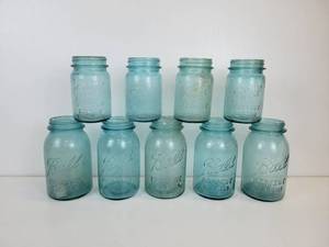 lot 75 image: Lot of (9) Vintage Ball Jars - (4) Pints and (5) Quarts - NO SHIPPING